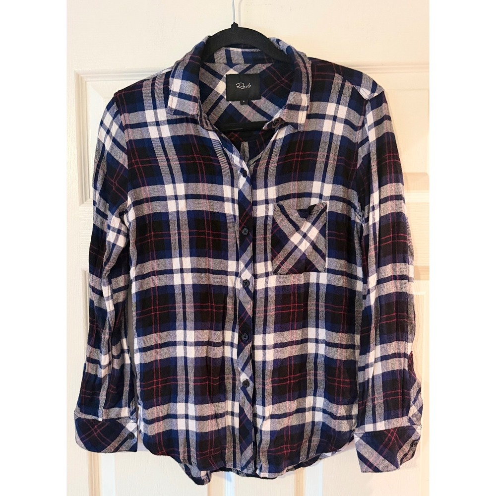 Rails Plaid Button Long Sleeve Shirt Blue Grunge Womens S Cottagecore Light
